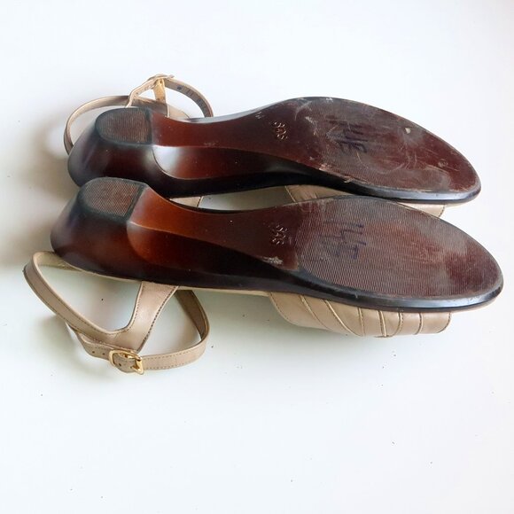 SAS Beige Soft Arch Leather Open Toe Sandals Flats Summer Wedge Comfort Shoes 11 - Picture 14 of 15